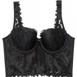 UEC VICTORIA’S SECRET BLACK LACE BUSTIER CORSET SZ 32C